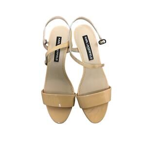 Karl Lagerfeld Paris Glossy Beige‎ Sandal Heel Women's Size 8.5